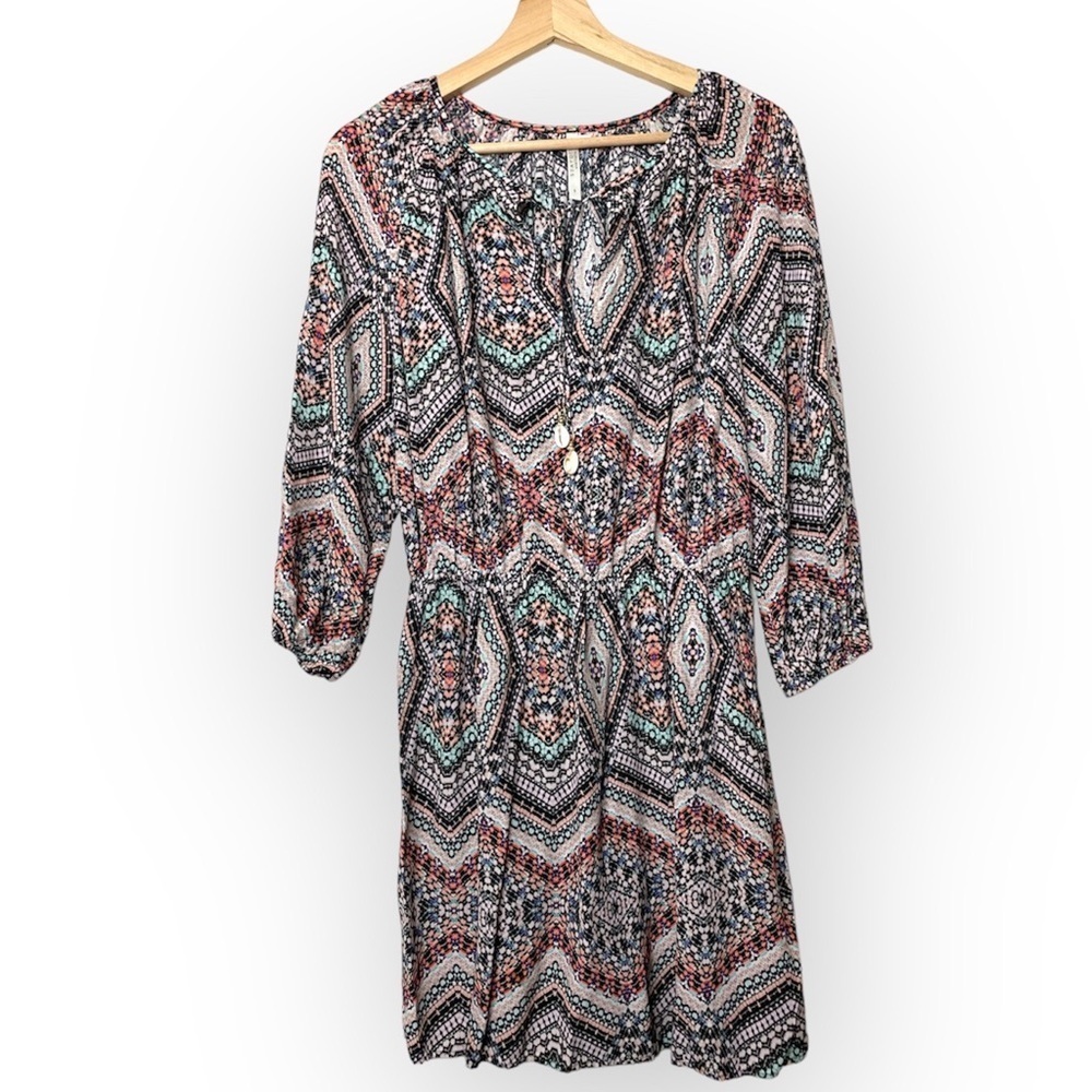 Seafolly Australia Women’s Indian Summer Split Neck Tassel Mini Dress Size S - Picture 2 of 9
